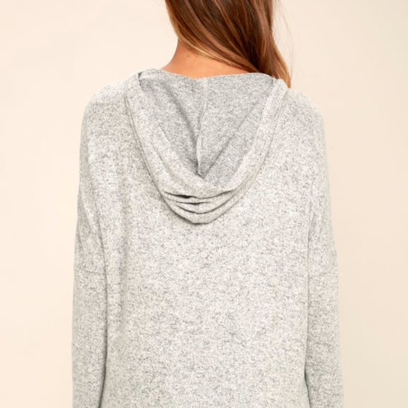 Lulus Slow Motion Heather Grey Lace-Up Hoodie - Picture 3 of 7